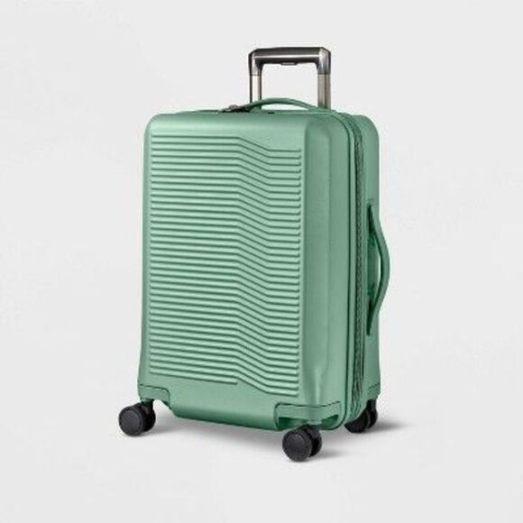 Open Story - 21.5" Hardside Carry On Suitcase 4-Wheel Spinner H Matte Green - Picture 1 of 5